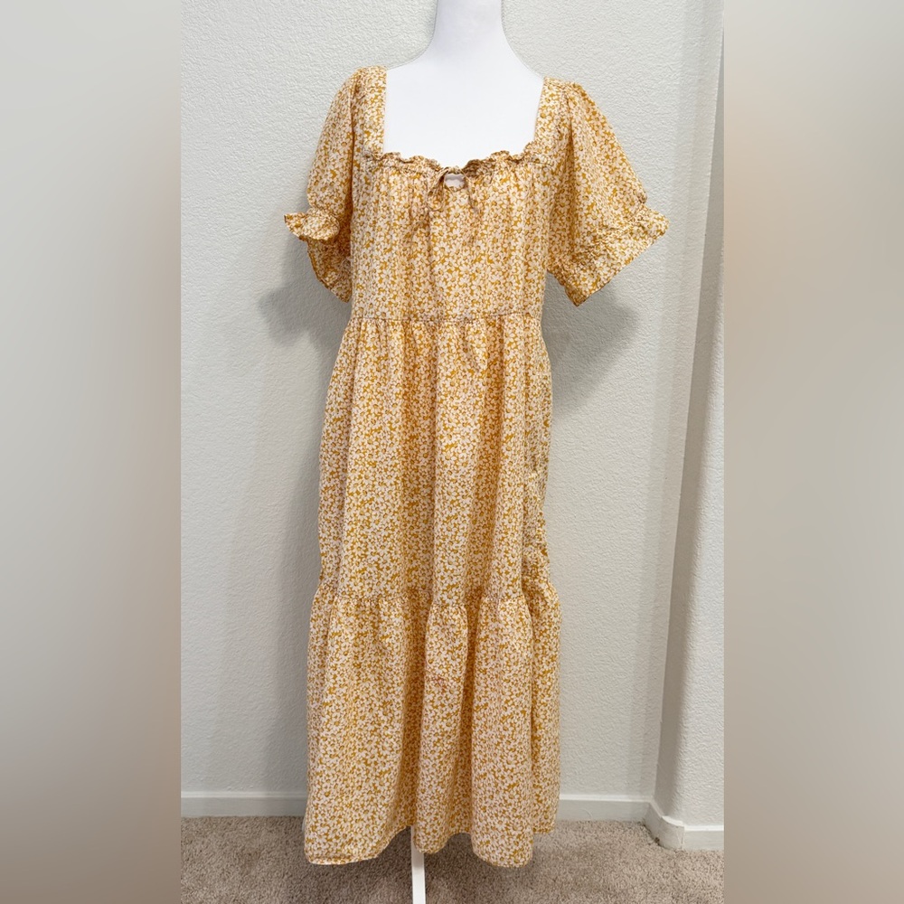 Madewell Square-Neck Tiered Midi Dress - Picture 4 of 9